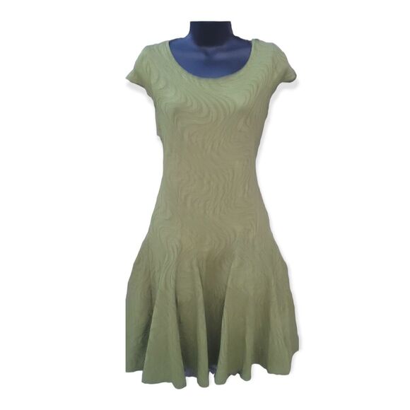 Gabby Skye  Fit & Flare Short Sleeve Textured Dress Size 8 - Picture 2 of 5